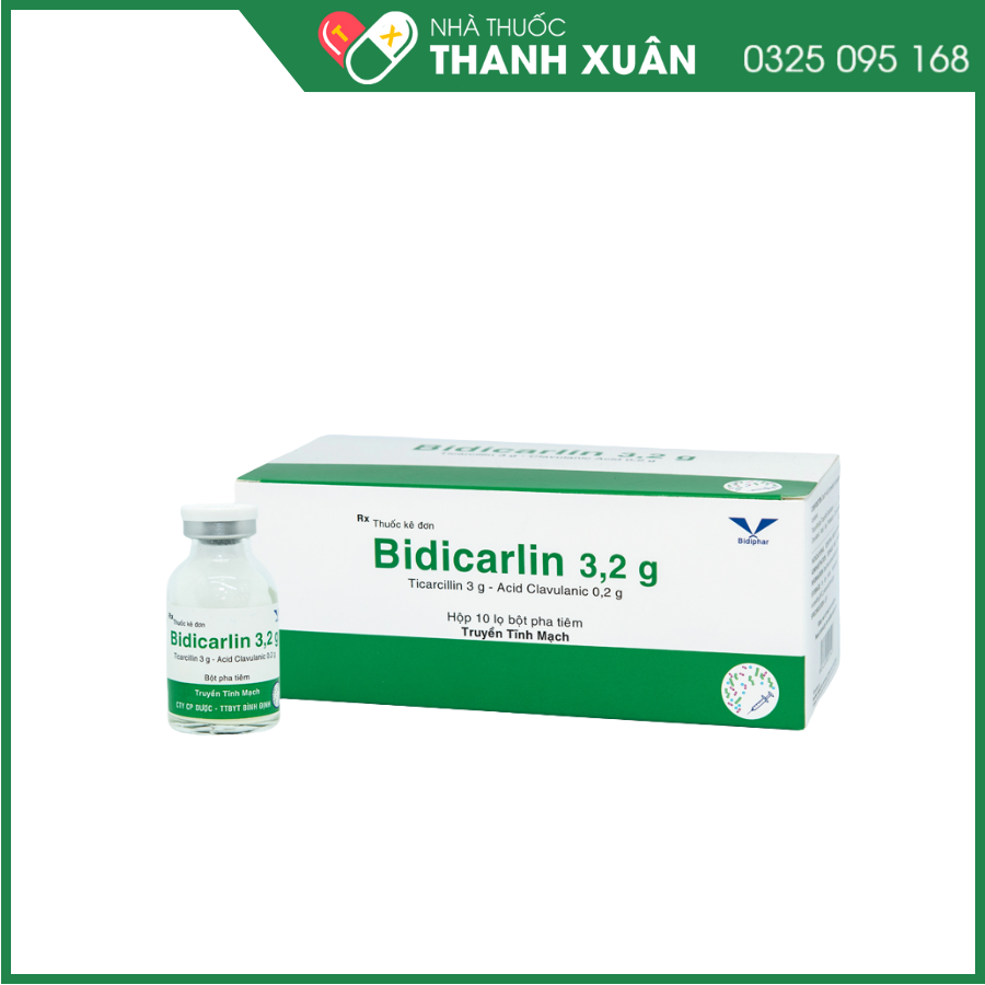Bidicarlin 3,2g - Điều trị các bệnh nhiễm trùng do các vi khuẩn nhạy cảm